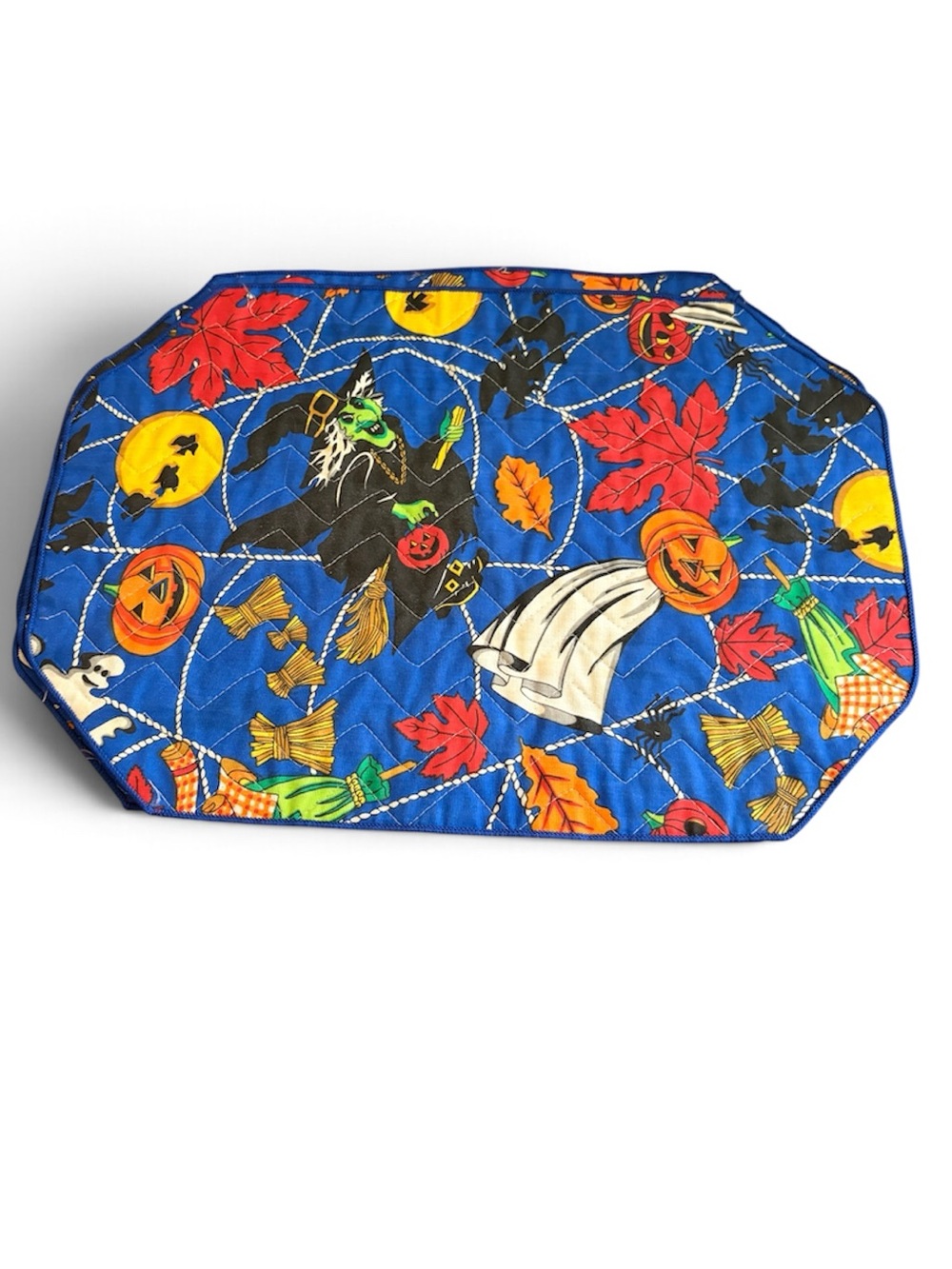 Vintage Halloween Quilted Placemat - Blue Set of 4